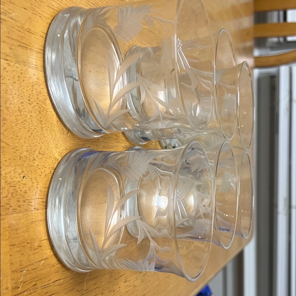 Elegant Scottish Thistle Clear Glass Tumblers set of 6 - Picture 6 of 6